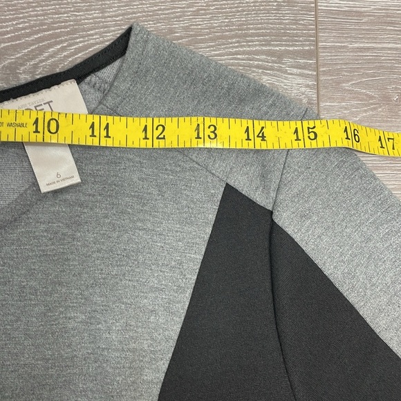 NWT Ann Taylor Loft Gray Black Color Block Short Sleeve Stretch Knit Dress 6 - Picture 9 of 16